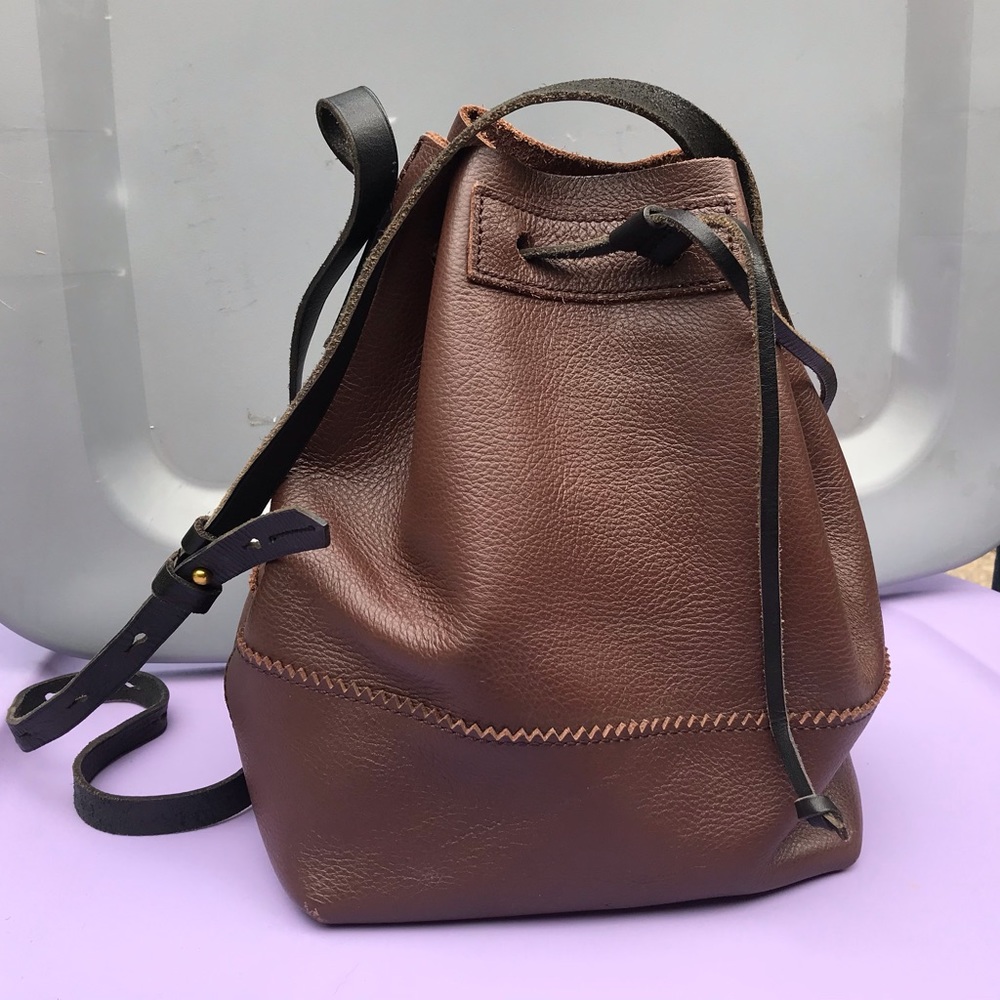 Leather bucket bag